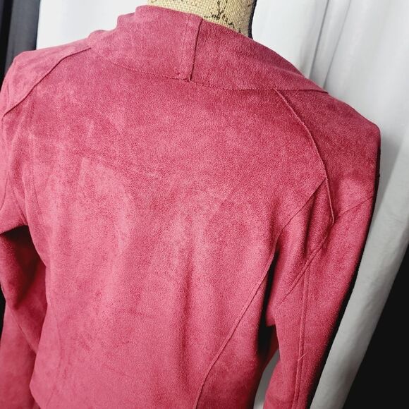 Blank NYC Drape Front Faux Suede Jacket in Red Vegan - Picture 6 of 15